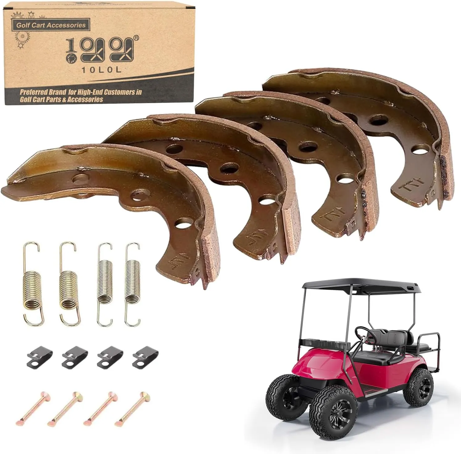 10L0L Golf Cart Brake Shoes for Club Car DS 1995-up, Precedent 2004-up, EZGO 1986.5-1995, Yamaha G1 G2 G8 G9, OEM# 101823201 1011463 23364G1 27249G01
