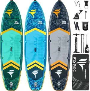 11'6x35'' Extra Wide Inflatable Paddle Board, 3-Pack(Blue & Gray & Green)-450lb Capacity Stand Up Paddle Board for Adults (x3), Stable Inflatable SUP, All Skill Levels, 3 Handles, 100L Backpack