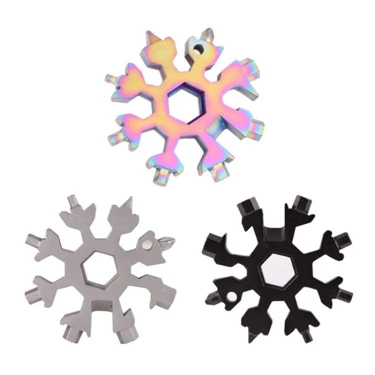 18-in-1 Multi-tool Portable Outdoor Octagonal Snowflake EDC Tool Wrench Mini Screwdriver(White)