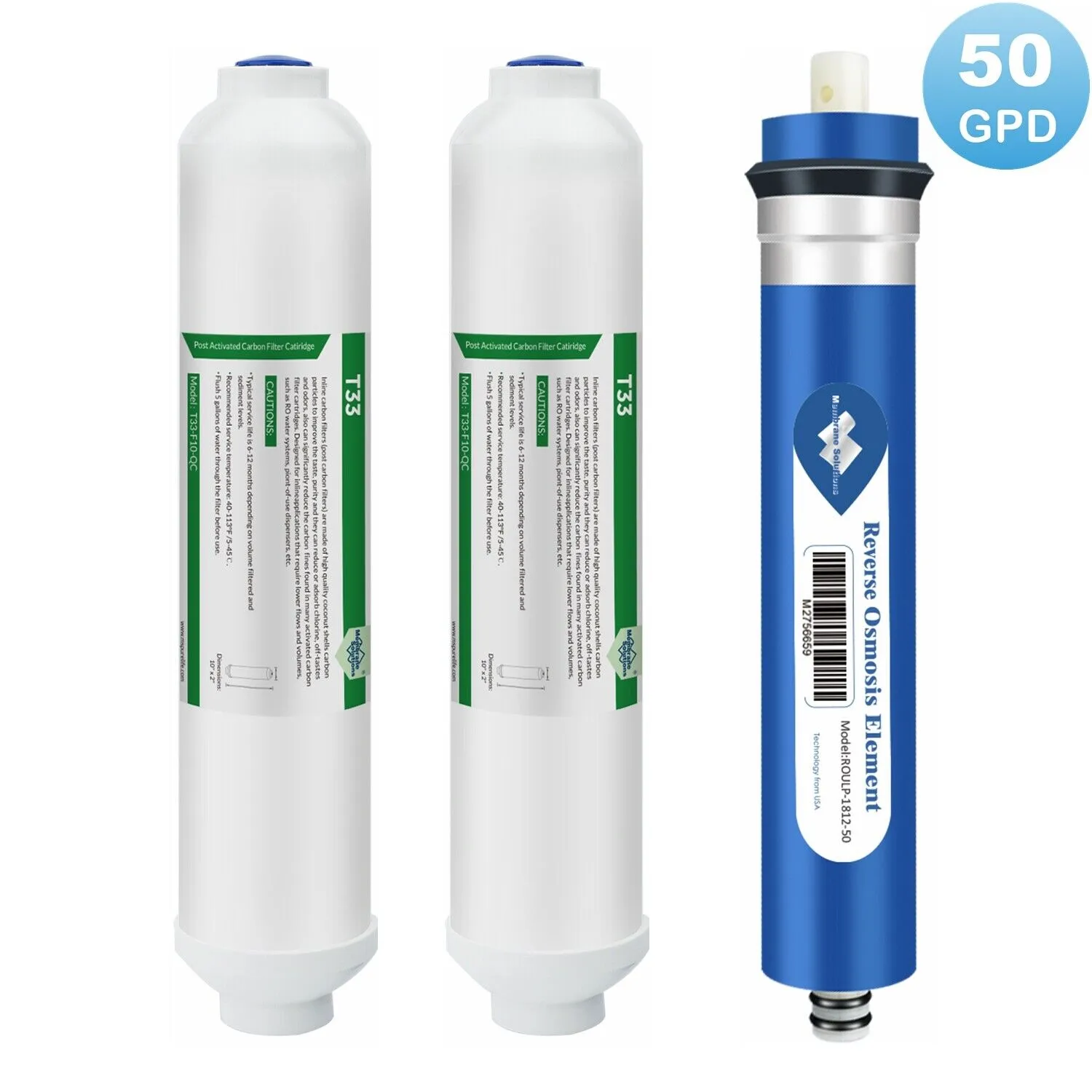 36/50/75/100/150 GPD RO Water Filter Combo Pack for Hydroponic Aquarium Reverse Osmosis System