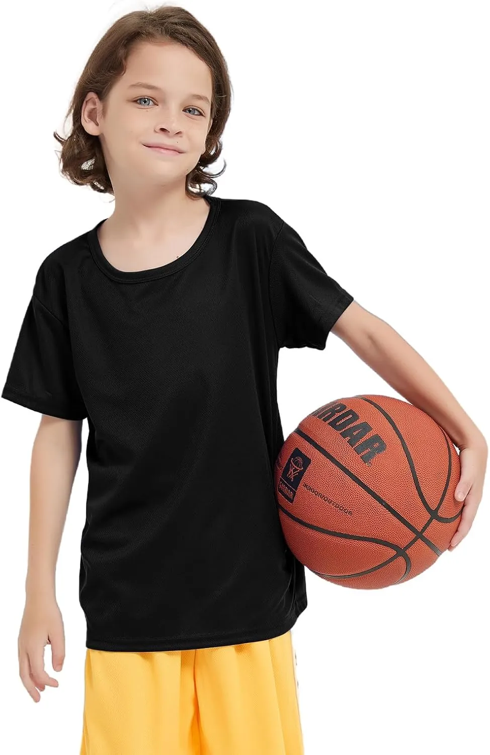 6 Pack Boys Youth Kids Mesh Athletic Quick Dry T Shirts Short Sleeve Moisture Wicking Tee Shirts Active Tops (Age 4-18)