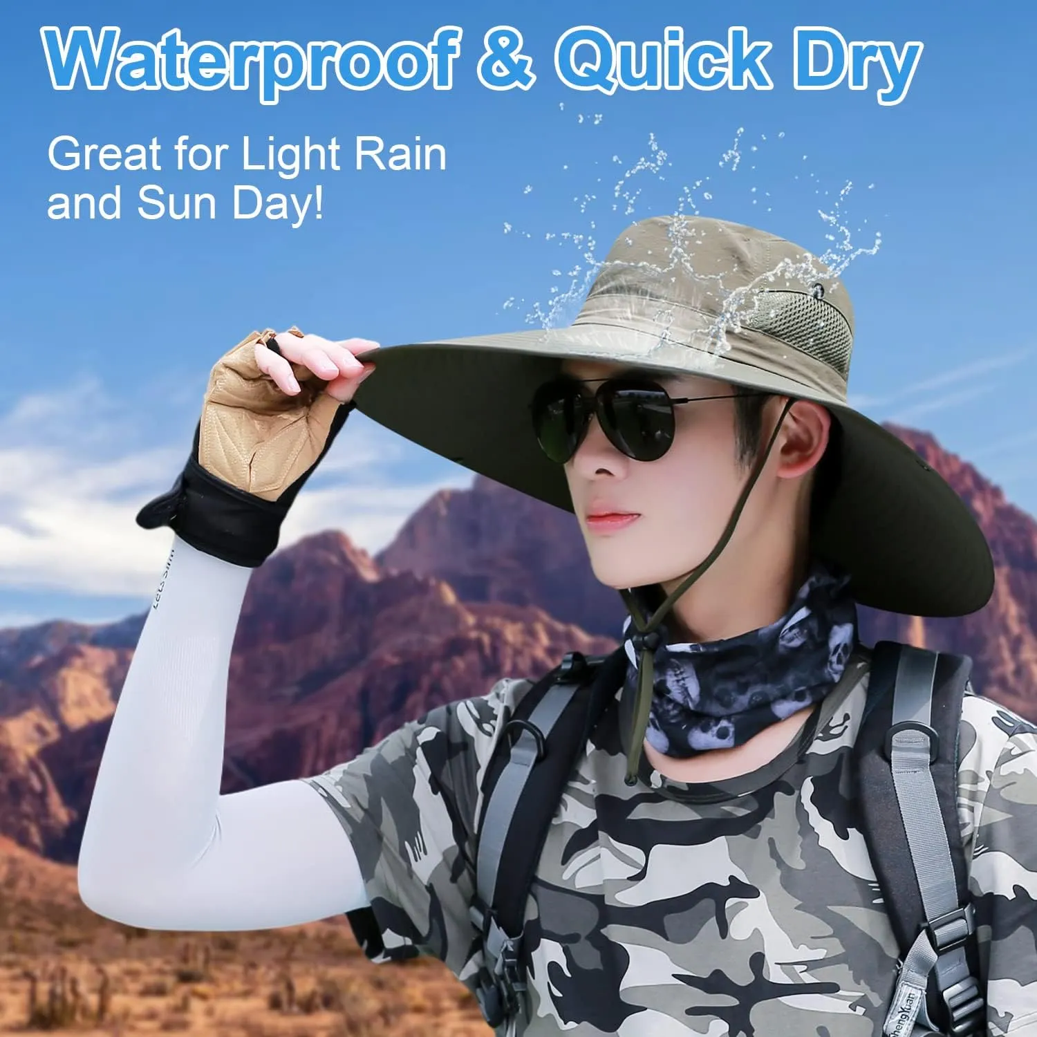 6" Wide Brim Sun Protection Hat Outdoor Unisex Bucket Hats for Hiking Beach Fishing Safari Garden Lawn Yard Work Kayaking
