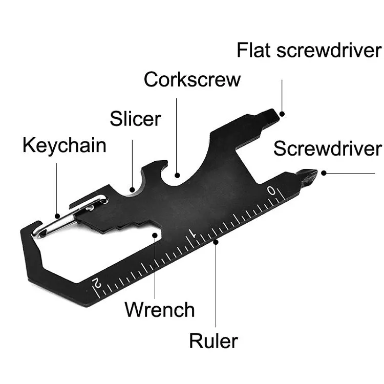 7 in 1 Outdoor Multi-Function Keychain Tool Card(Black)