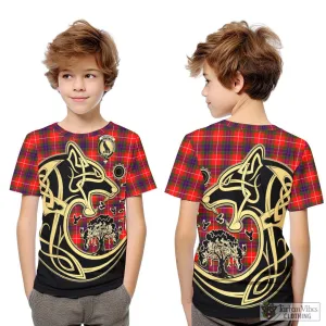 Abernethy Tartan Kid T-Shirt with Family Crest Celtic Wolf Style