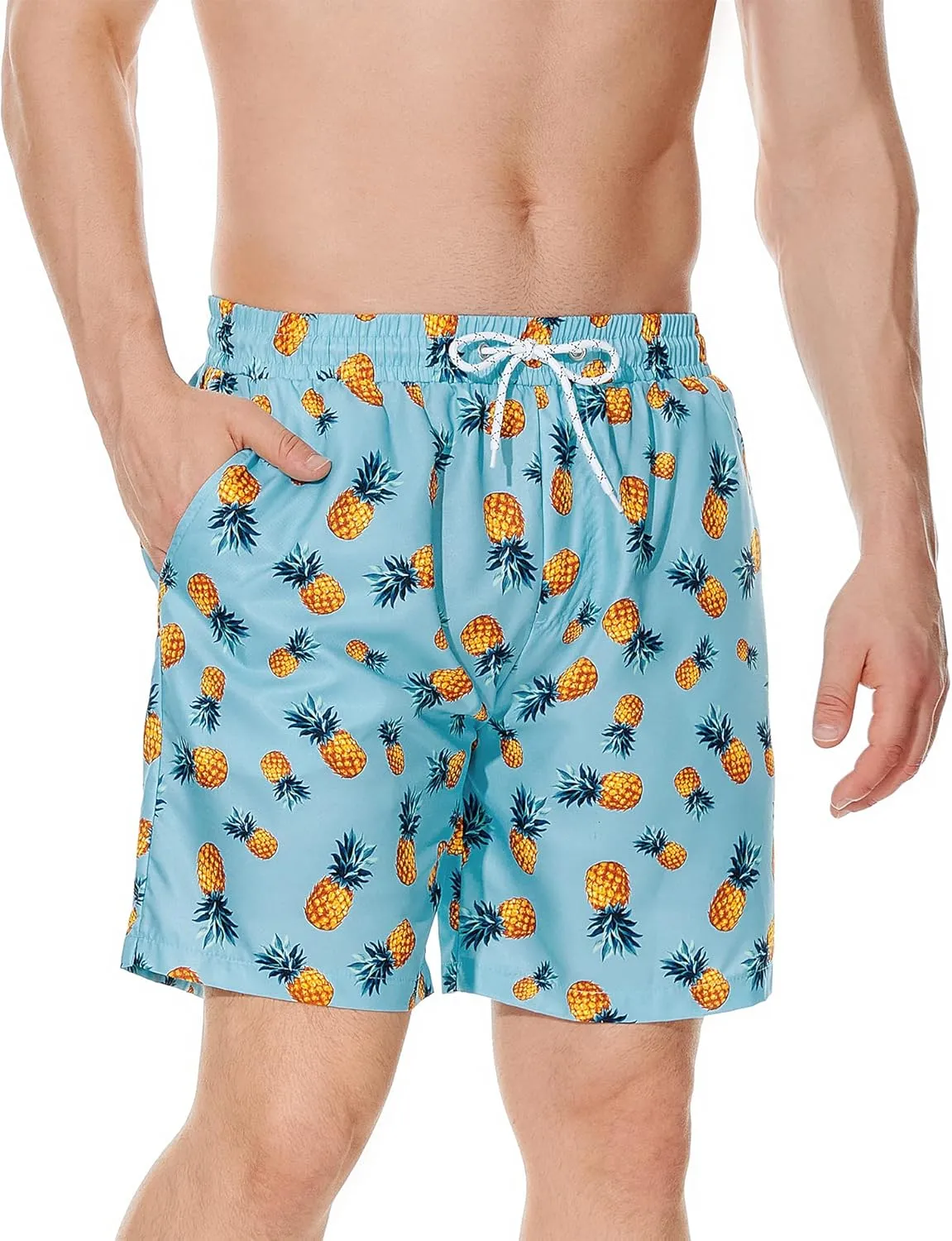 American Trends Men's Swim Trunks Board Shorts Quick Dry Mens Swimming Trunks with Compression Liner