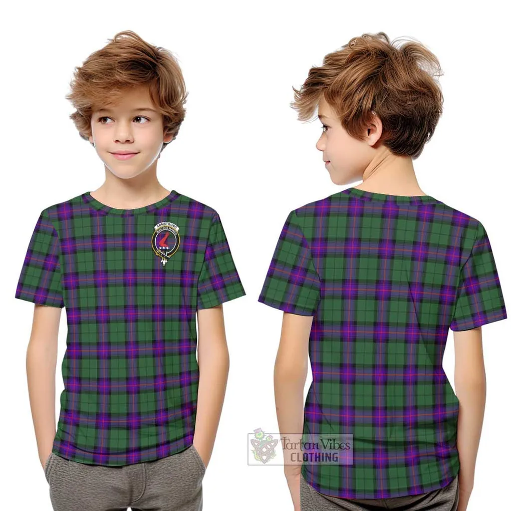 Armstrong Modern Tartan Kid T-Shirt with Family Crest