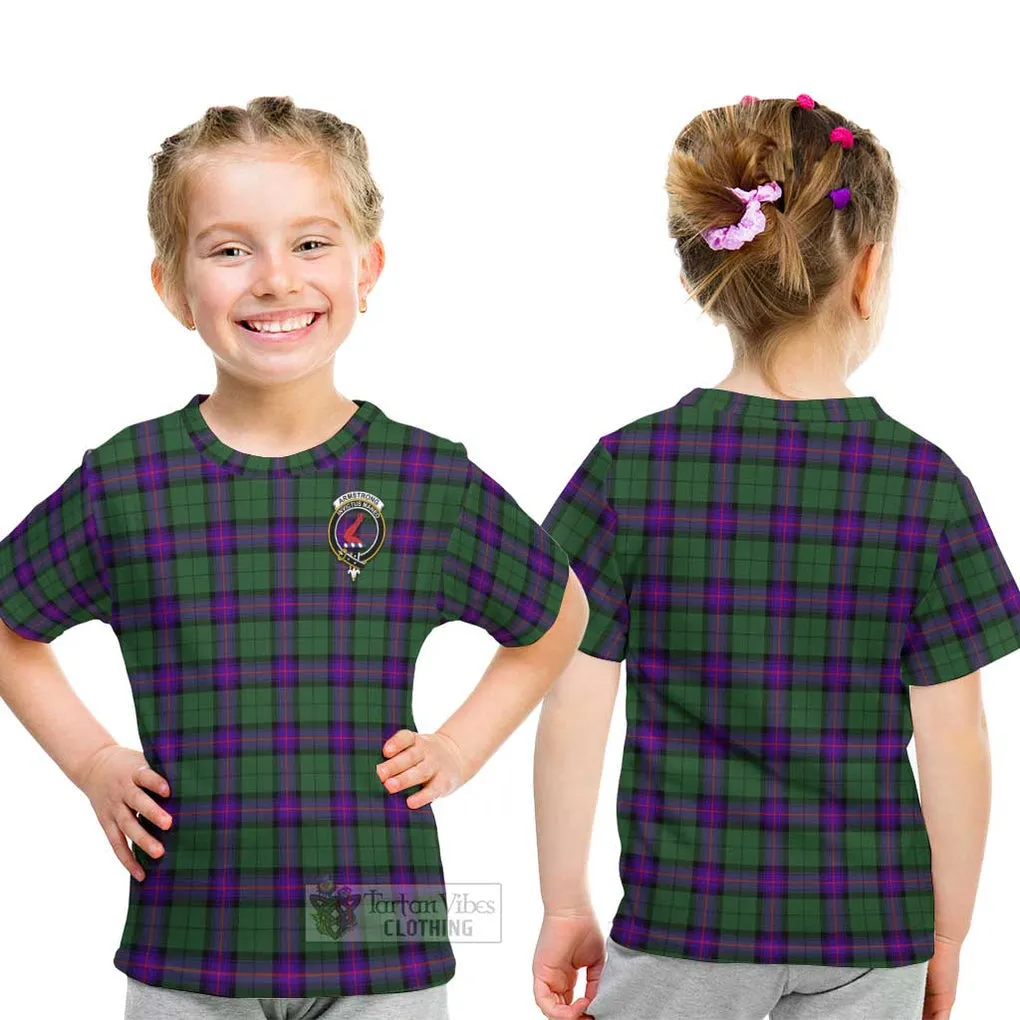 Armstrong Modern Tartan Kid T-Shirt with Family Crest