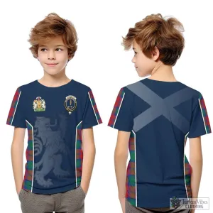 Auchinleck (Affleck) Tartan Kid T-Shirt with Family Crest and Lion Rampant Vibes Sport Style