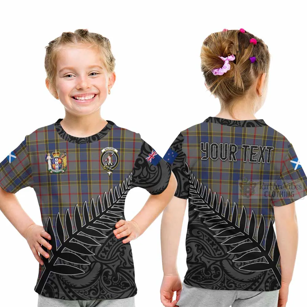 Balfour Crest Tartan Kid T-Shirt with New Zealand Silver Fern Half Style