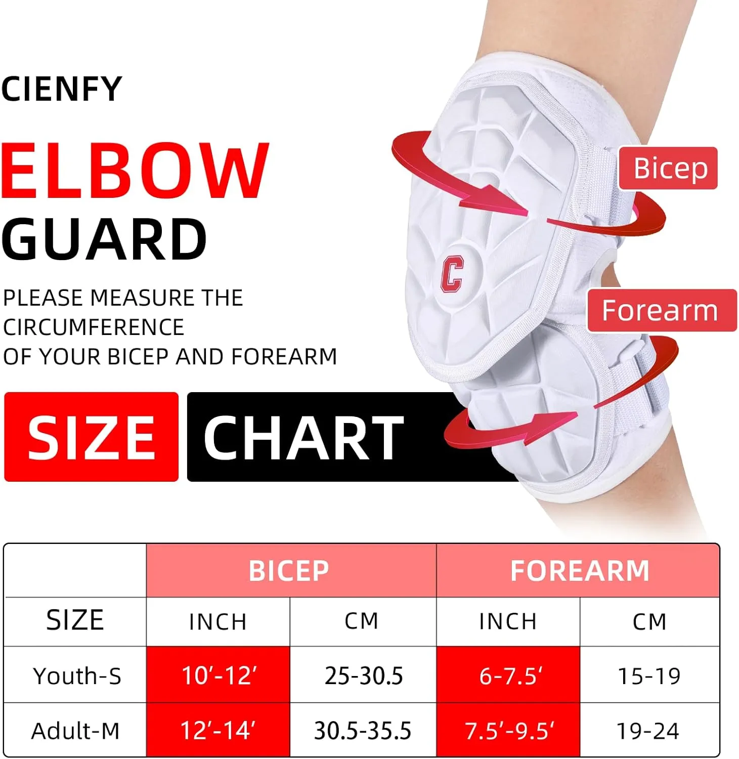 Batter's Forearm Elbow Guards for Baseball and Softball, Elbow Pads for Youth and Adult