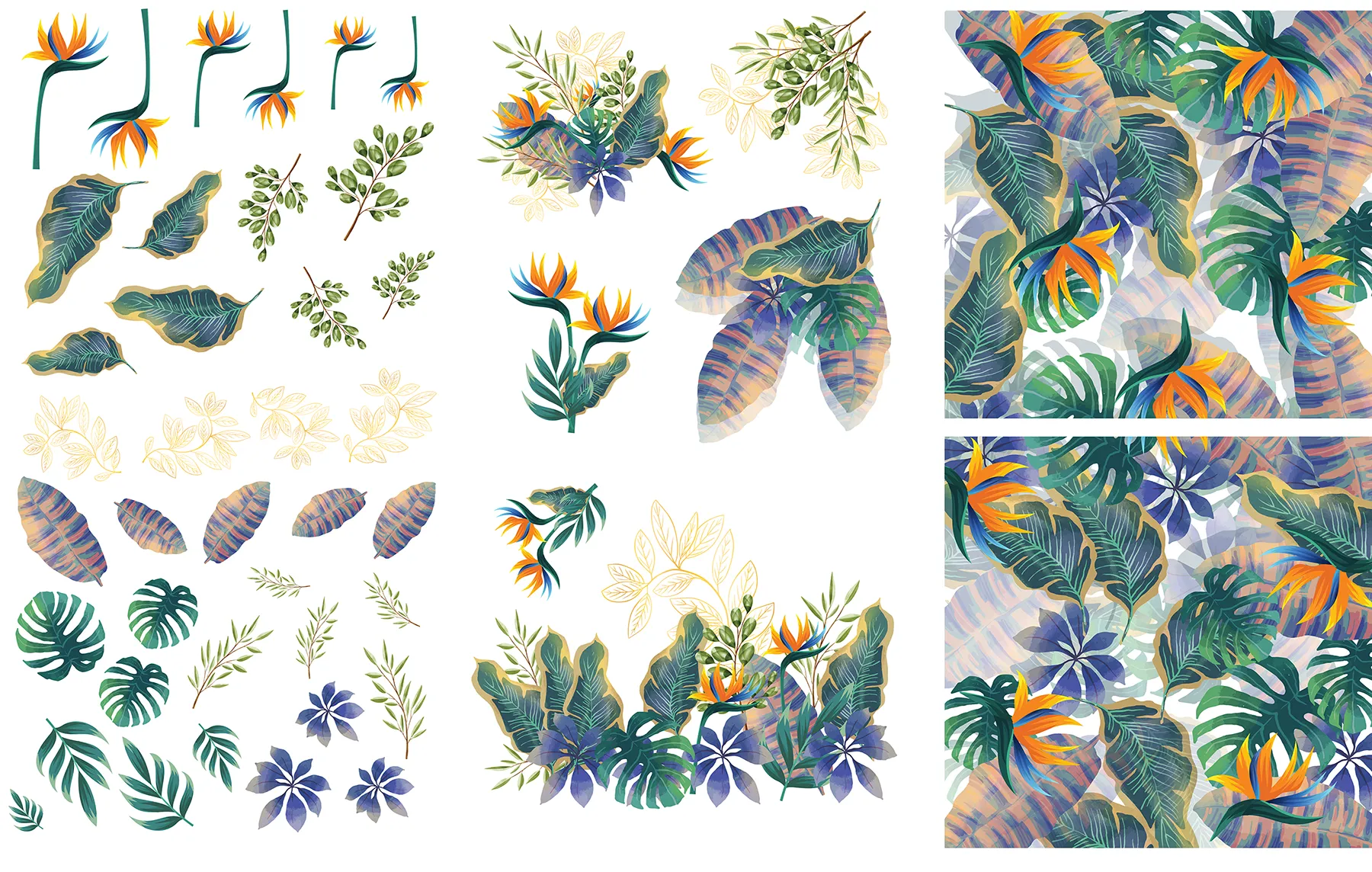 Belles and Whistles Transfers - Tropical Leaves Transfer