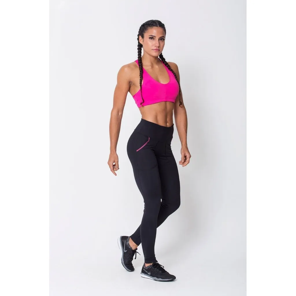 Black With Pink Pocket Legging