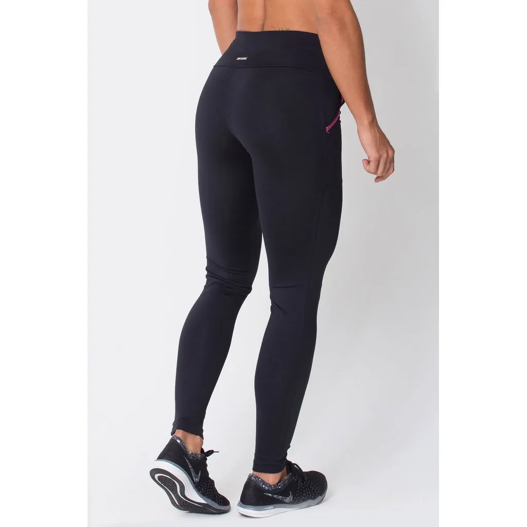Black With Pink Pocket Legging