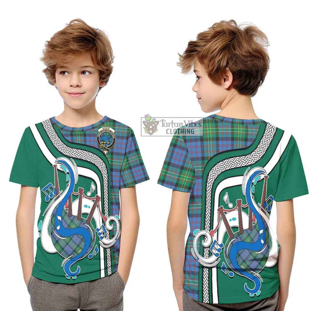 Bowie Ancient Tartan Kid T-Shirt with Epic Bagpipe Style