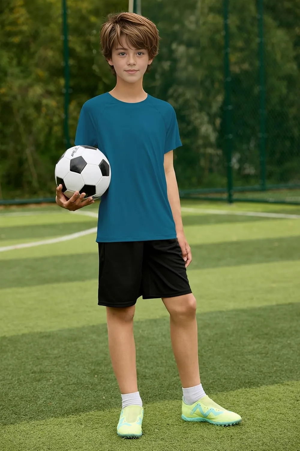 Boys UPF 50  Mesh Athletic Quick Dry T-Shirts Moisture Wicking Active Short Sleeve Mesh Shirts Tops for Boys