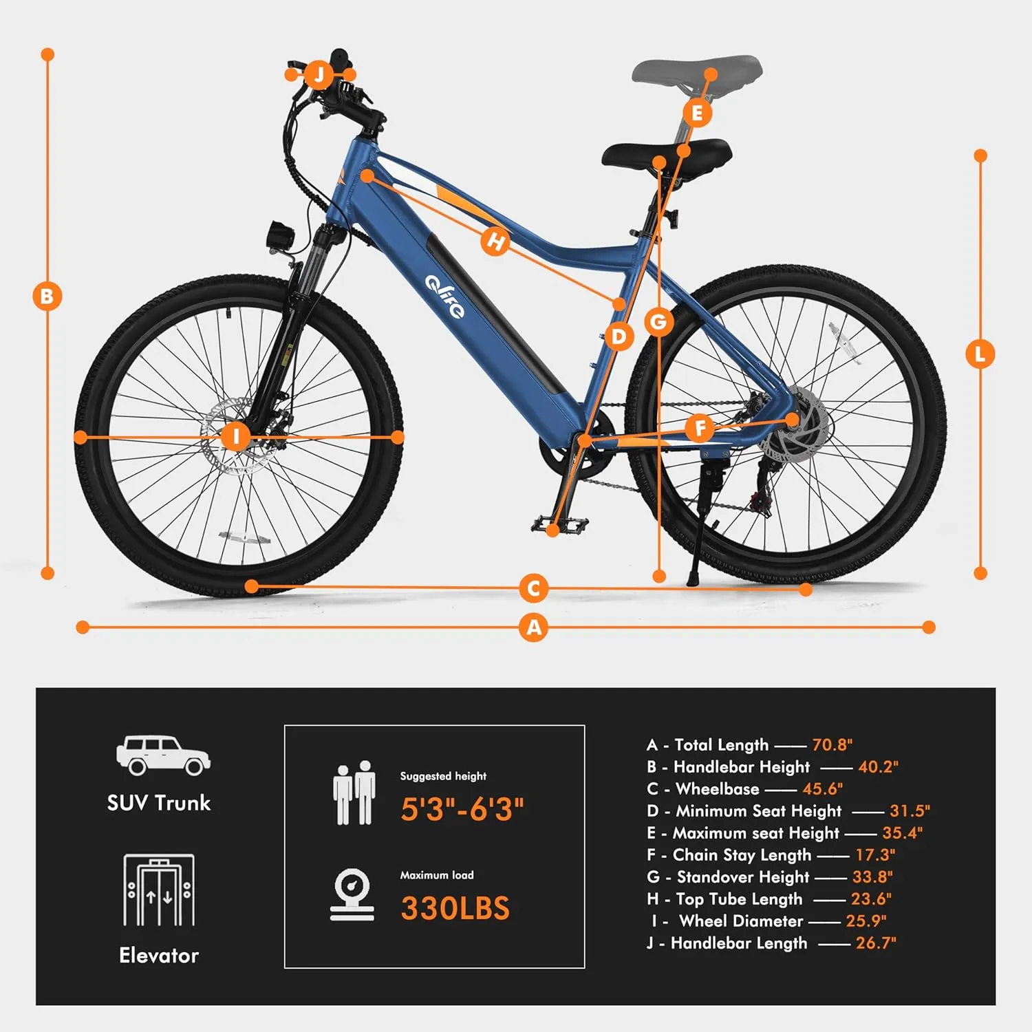 Cityone Electric Bike for Adults 26" Ebike with 2.1" Tire,Built-in Removable Battery, Peak 750&1200W Motor Ebikes with 7/21 Speed Carbon Steel Mountain Bicycle