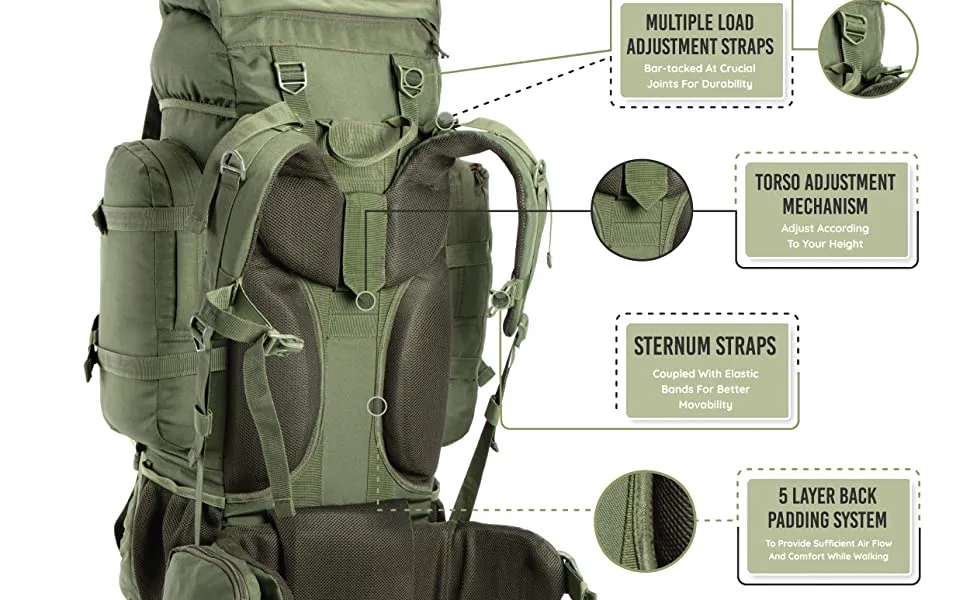 Colonel Pro 95 L Rucksack With Organizer Pack Army Green