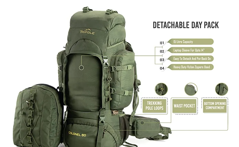 Colonel Pro 95 L Rucksack With Organizer Pack Army Green
