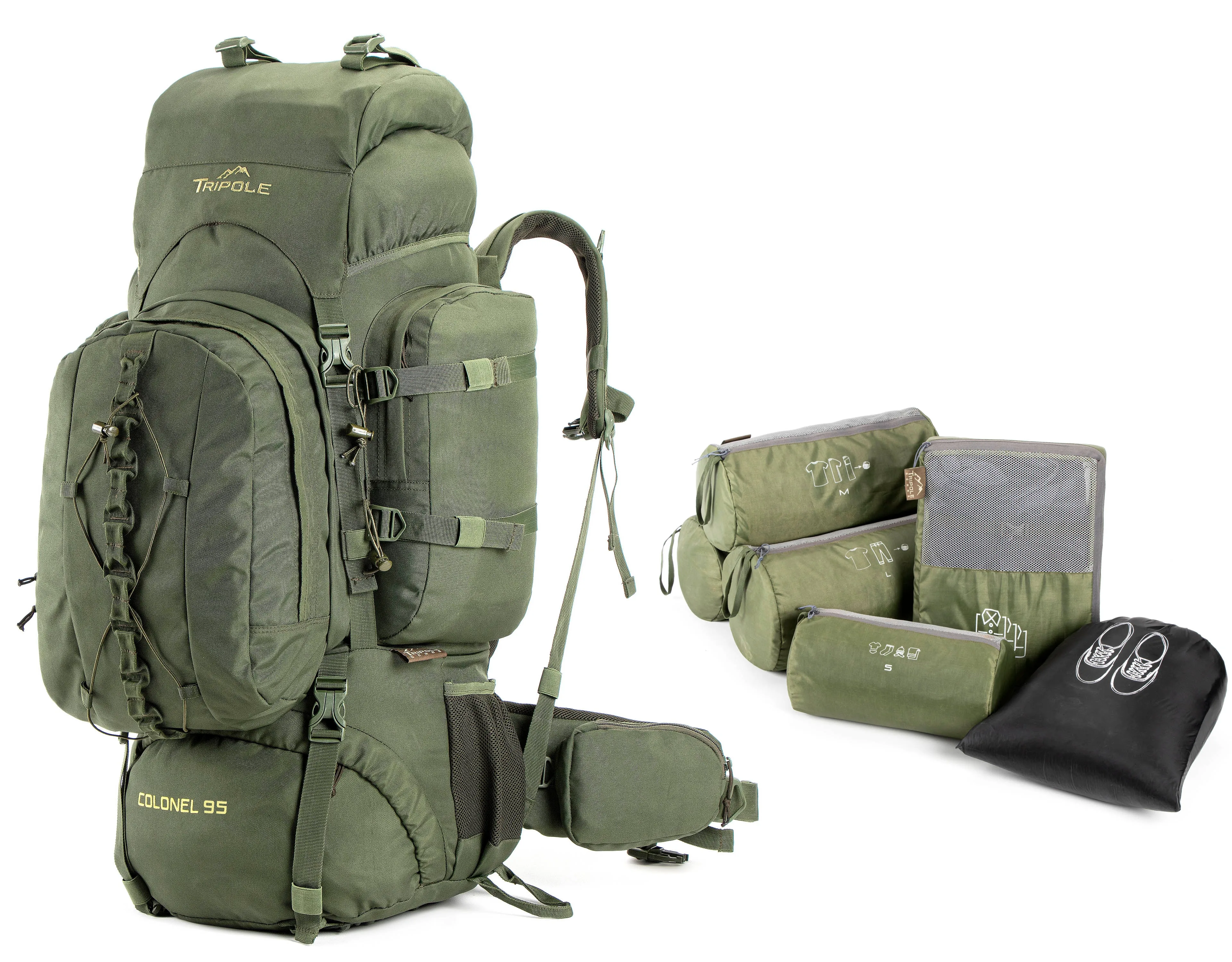 Colonel Pro 95 L Rucksack With Organizer Pack Army Green