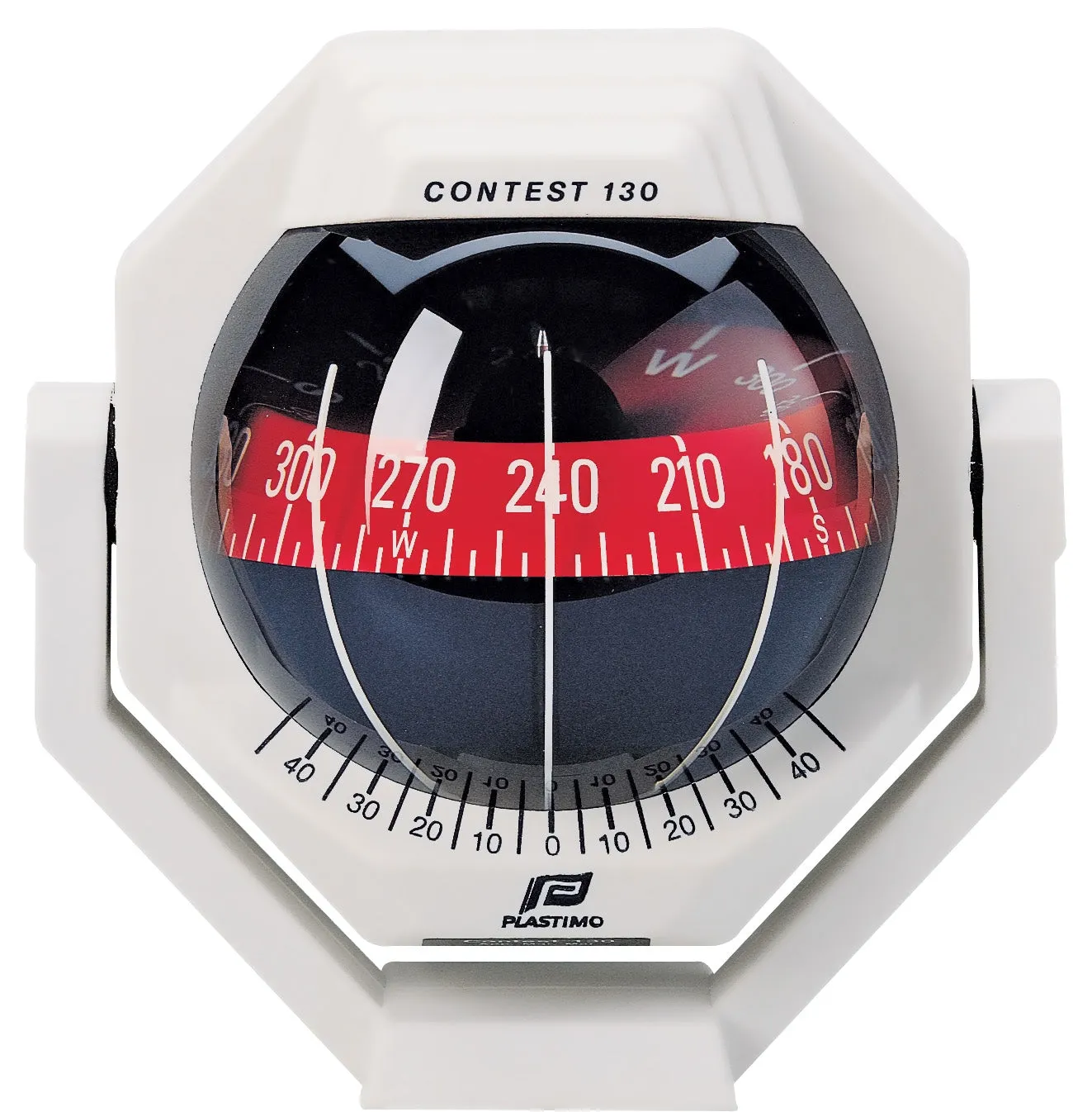CONTEST 130 SAILBOAT COMPASS - BRACKET MOUNT, WHITE WITH RED CARD