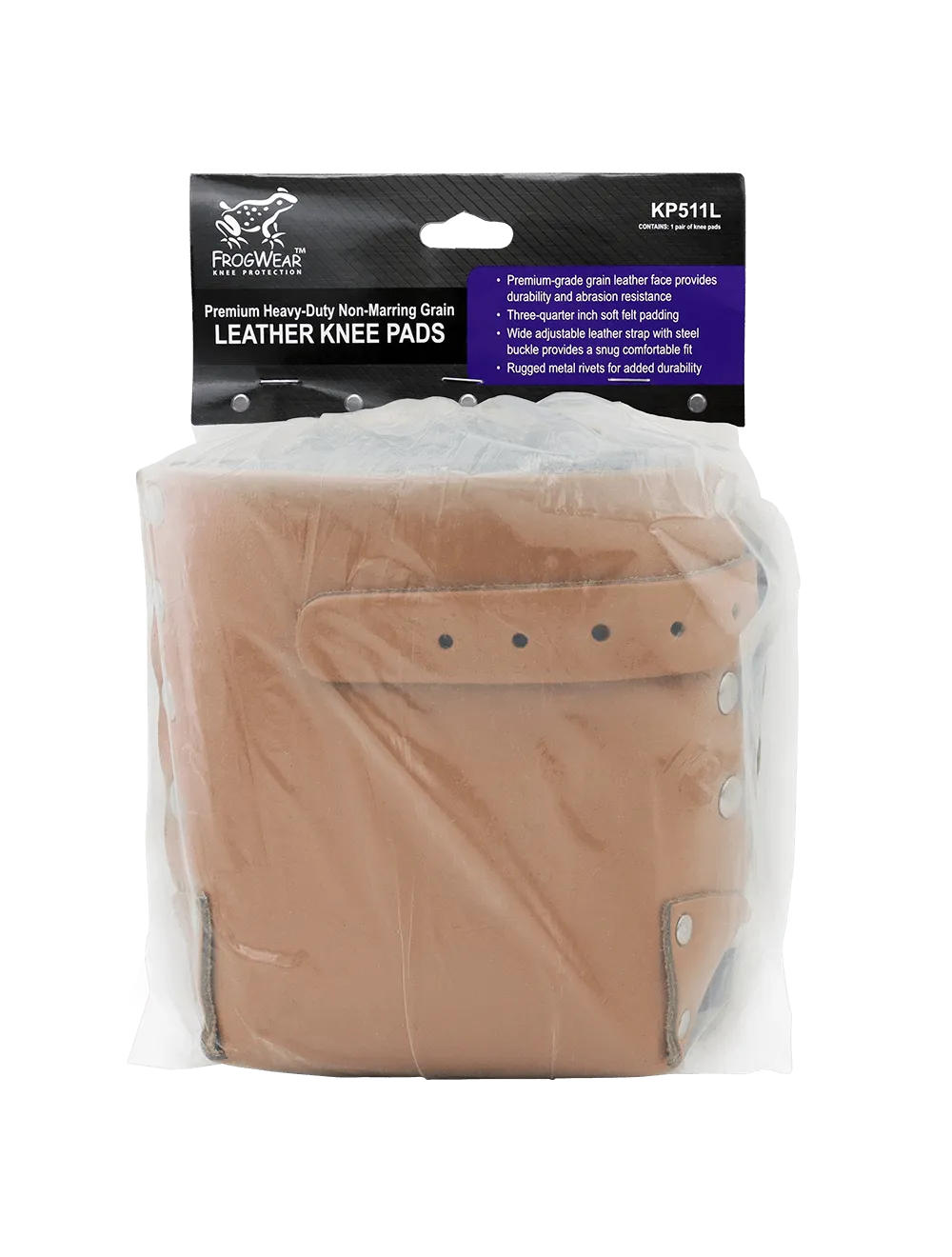 FrogWear™ Knee Protection Premium Heavy-Duty Non-Marring Leather Knee Pad - KP511L