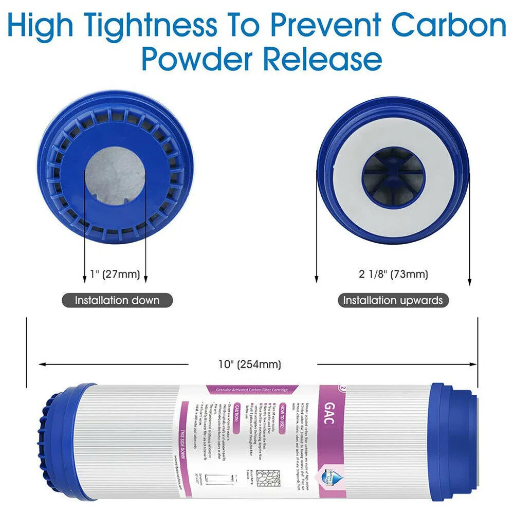 Granular Activated Carbon Water Filter Fit Any 10" Housings 5μm 10"x2.5"