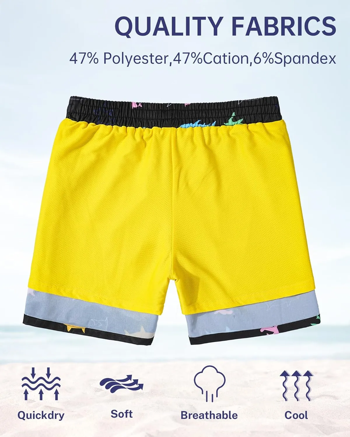 HASMES Boys Swim Trunks with Compression Liner Kids Bathing Suit Quick Dry Board Shorts Swimsuit for Teen 5-14Y