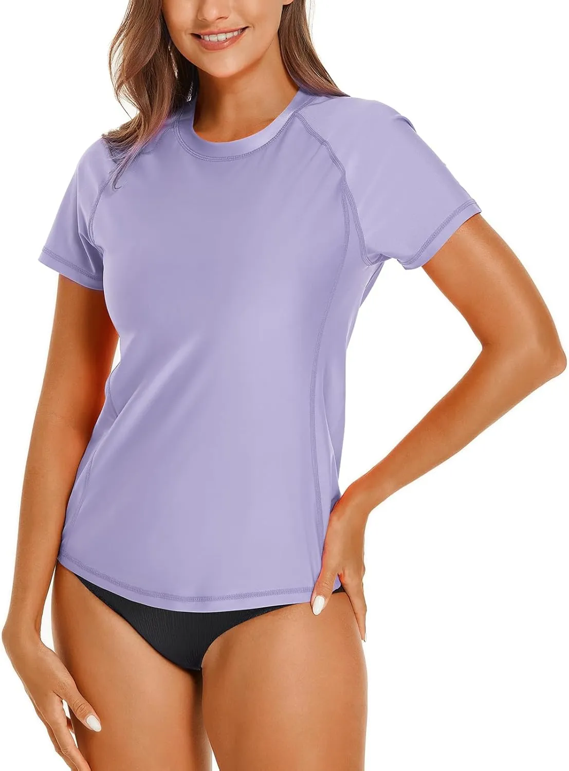 HODOSPORTS Women's UPF 50  Rash Guard Sun Protection Swim Shirt Quick Dry Swimsuit Lightweight Short Sleeve