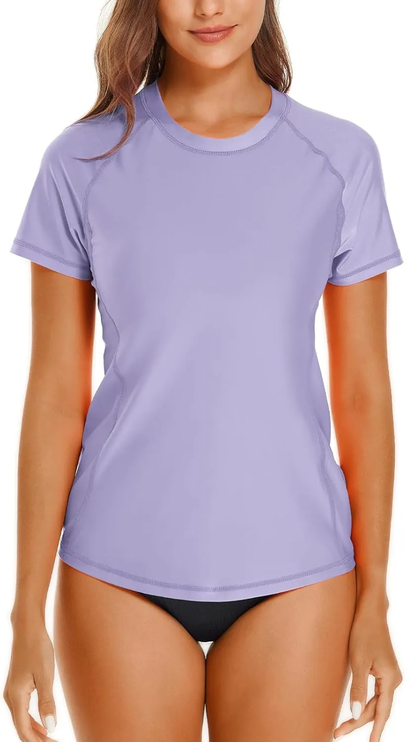 HODOSPORTS Women's UPF 50  Rash Guard Sun Protection Swim Shirt Quick Dry Swimsuit Lightweight Short Sleeve