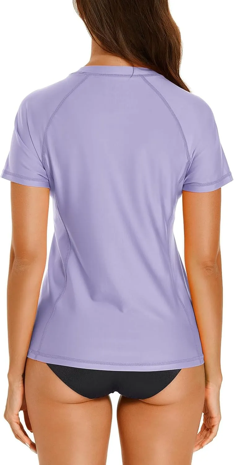 HODOSPORTS Women's UPF 50  Rash Guard Sun Protection Swim Shirt Quick Dry Swimsuit Lightweight Short Sleeve