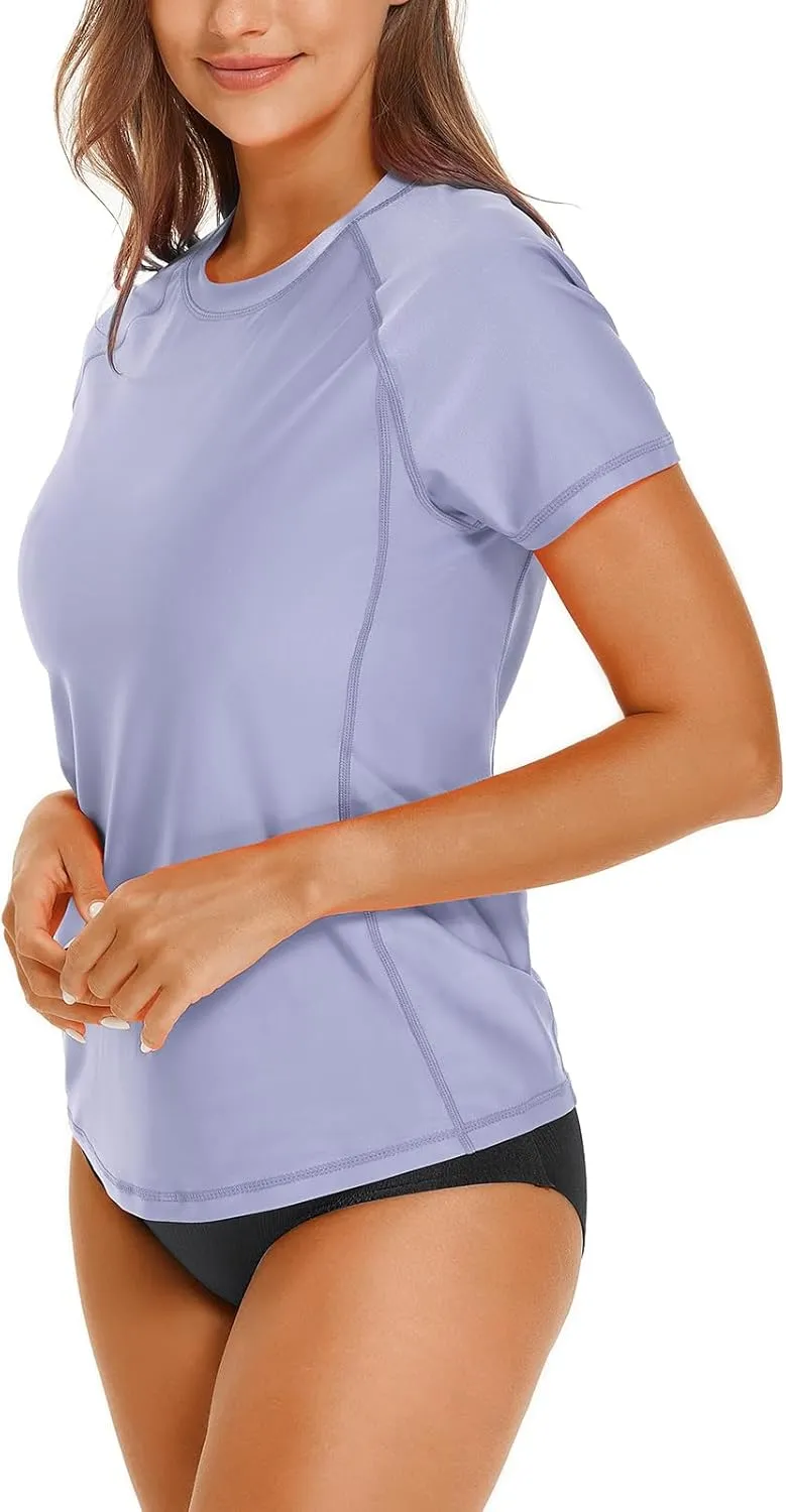HODOSPORTS Women's UPF 50  Rash Guard Sun Protection Swim Shirt Quick Dry Swimsuit Lightweight Short Sleeve
