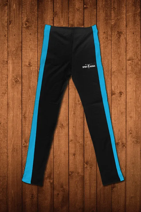 HUGGA COMPRESSION LEGGINGS - BLACK & ROYAL BLUE