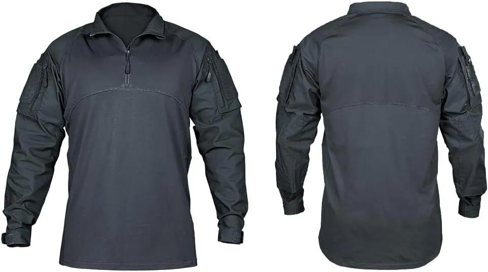 IDOGEAR Mens Tactical Military Shirts 1/4 Zip Combat BDU Shirts Camo Long Sleeve With Pockets For Outdoor Airsoft Paintball