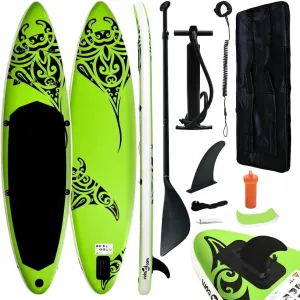 Inflatable Stand Up Paddleboard Set for Recreation and Stability, 1 Adult Load Capacity, Green