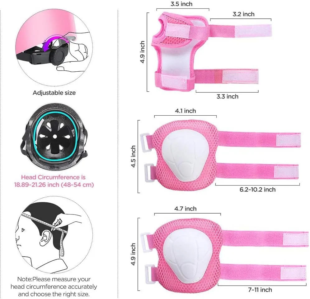 Kids Bike Helmet Set, CPSC Certified with Knee Pads Elbow Pads Wrist Guards,Adjustable Helmet for Ages 3-5-8-15 Toddler Kids&Youth,Bicycle Skateboarding