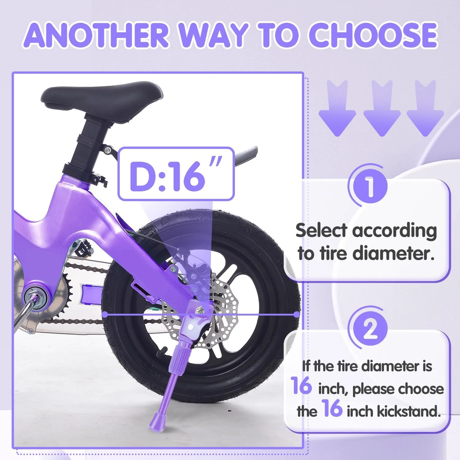 LEICHTEN Kids Bike Kickstand for 12/14/16/18/20 Inch Wheel Children's Bicycle Single-Side Kick Stand Rear Mount Bikes Support Racks for Girls and Boys Bike