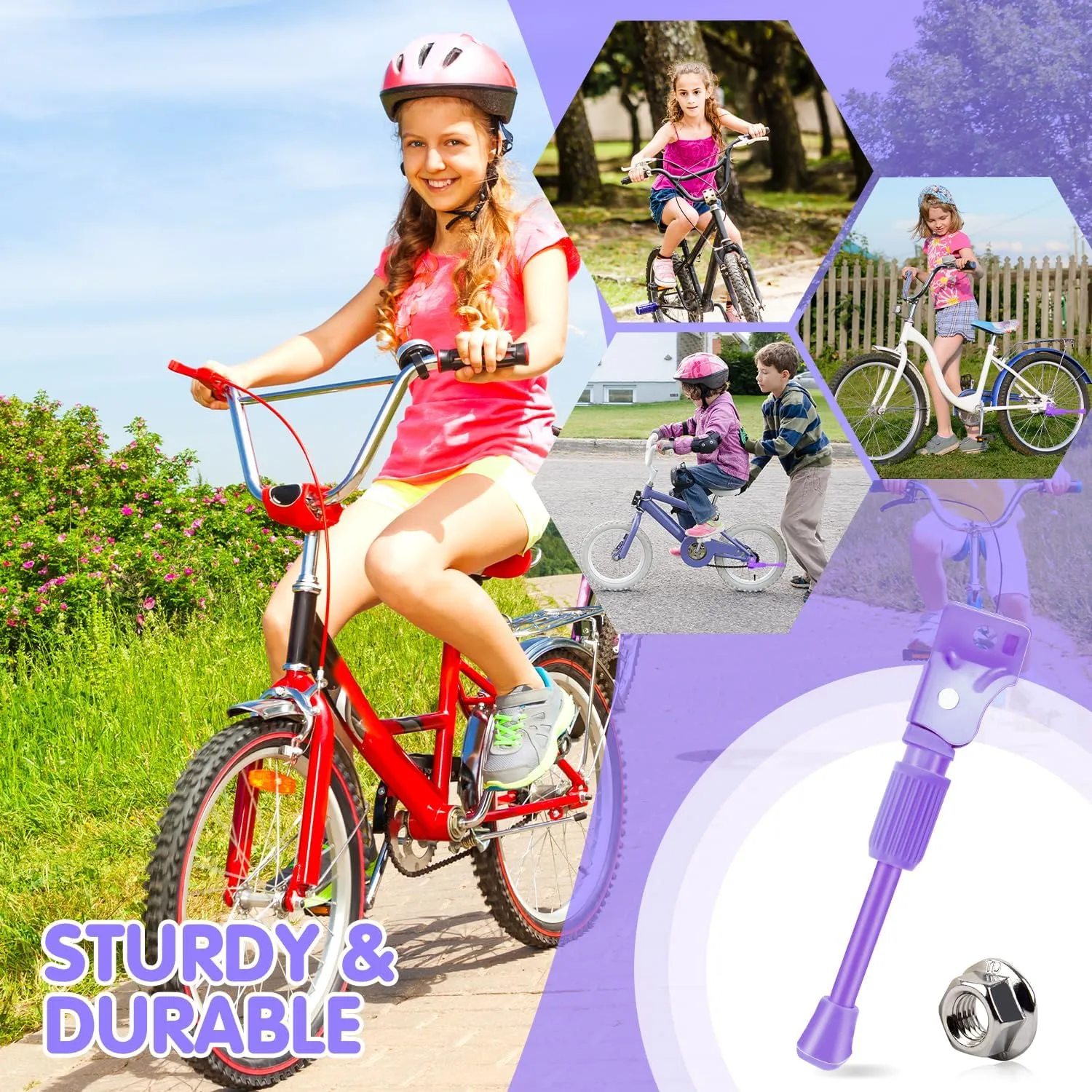 LEICHTEN Kids Bike Kickstand for 12/14/16/18/20 Inch Wheel Children's Bicycle Single-Side Kick Stand Rear Mount Bikes Support Racks for Girls and Boys Bike
