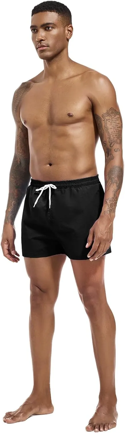 Men's Swim Trunk Quick Dry Solid 3"" in Inseam Swimwear Bathing Suit with Mesh Lining Beach Shorts