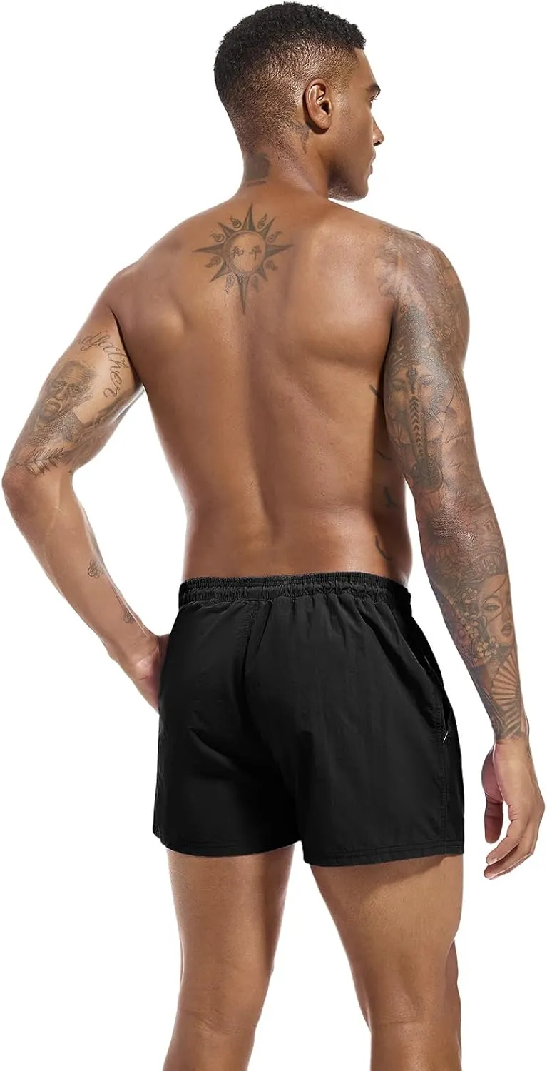 Men's Swim Trunk Quick Dry Solid 3"" in Inseam Swimwear Bathing Suit with Mesh Lining Beach Shorts