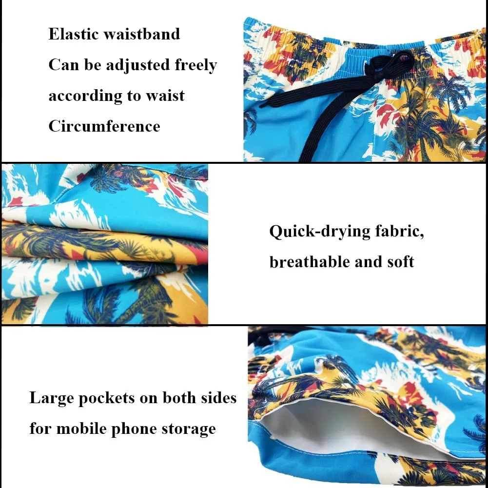 Mens Swim Trunks with Compression Liner Quick Dry Zipper Pocket Bathing