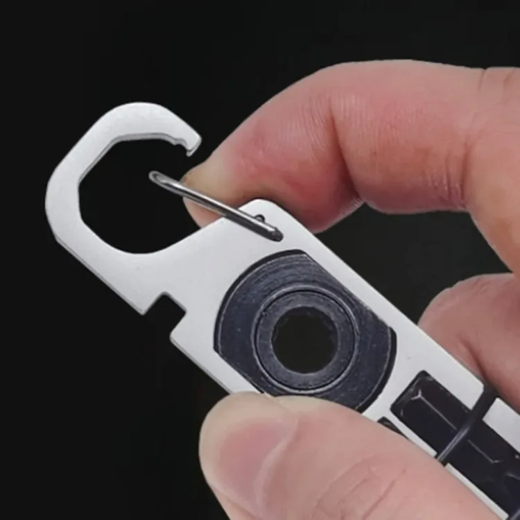 Multifunctional Outdoor Survival and Self-defense Ratchet Crowbar Tool EDC Bottle Opener(Silver)