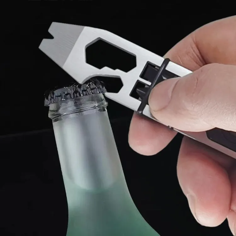 Multifunctional Outdoor Survival and Self-defense Ratchet Crowbar Tool EDC Bottle Opener(Silver)