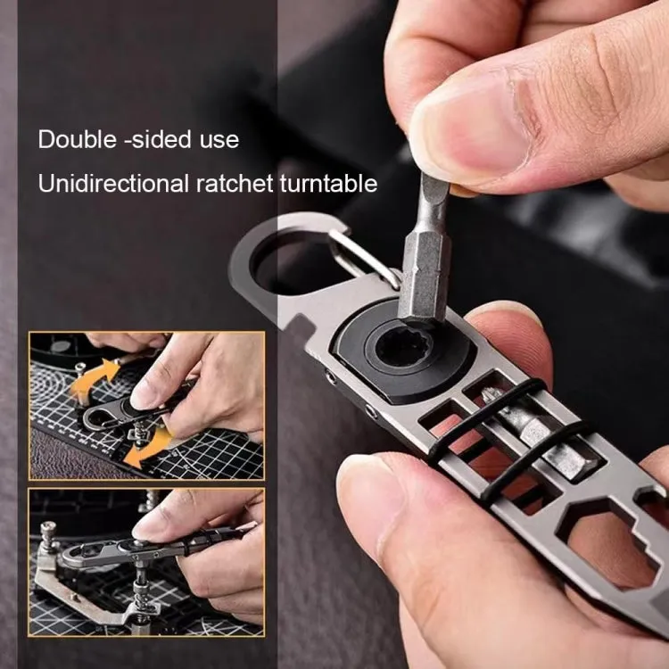 Multifunctional Outdoor Survival and Self-defense Ratchet Crowbar Tool EDC Bottle Opener(Silver)
