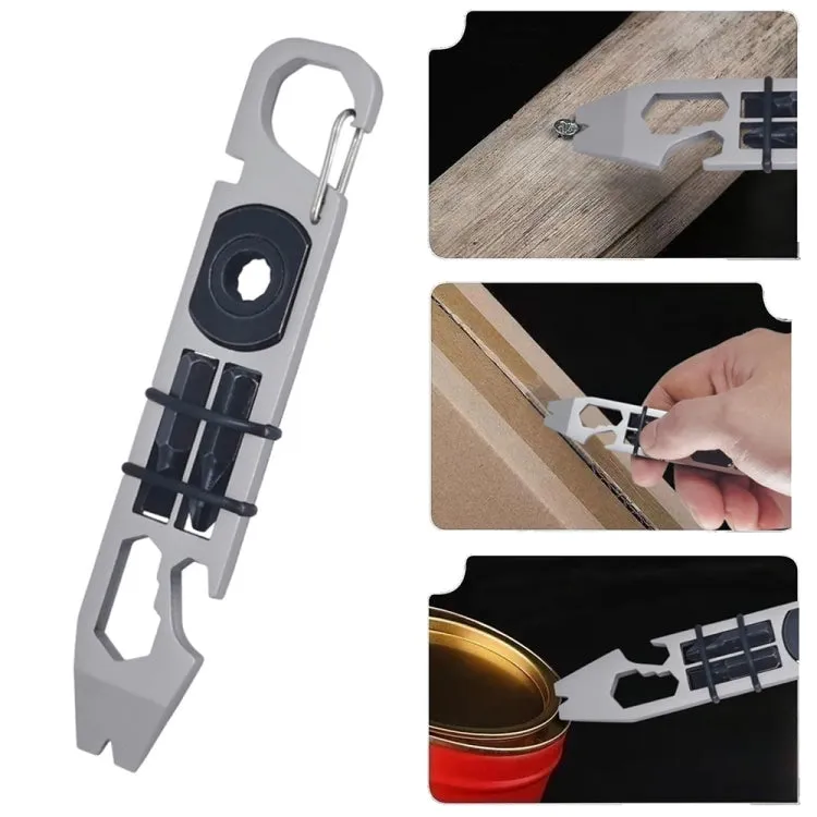 Multifunctional Outdoor Survival and Self-defense Ratchet Crowbar Tool EDC Bottle Opener(Silver)