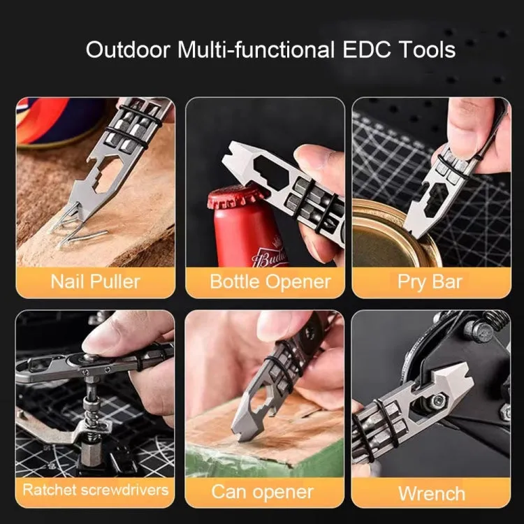 Multifunctional Outdoor Survival and Self-defense Ratchet Crowbar Tool EDC Bottle Opener(Silver)