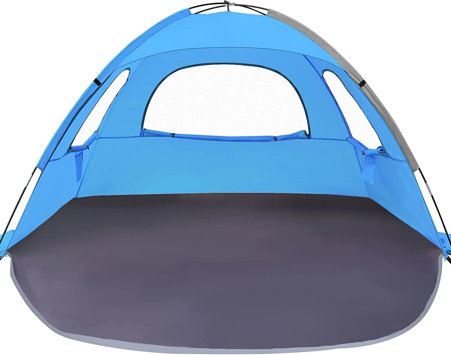 NXONE Beach Tent Sun Shade Shelter for 2-3 Person with UV Protection, Extended Floor, 3 Mesh Roll Up Windows & 8.0mm Fiberglass RodsCarry Bag Included (Sky Blue)