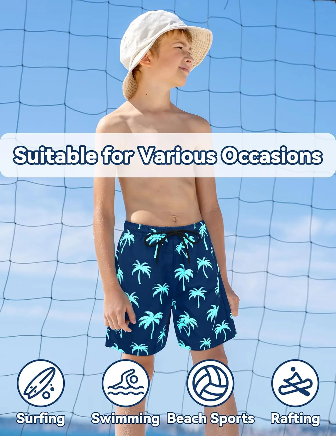Olreco Youth Boys Swim Trunks with Compression Liner Boys Bathing Suit for Kids Swimsuits Teen Quick Dry Kids Board Shorts