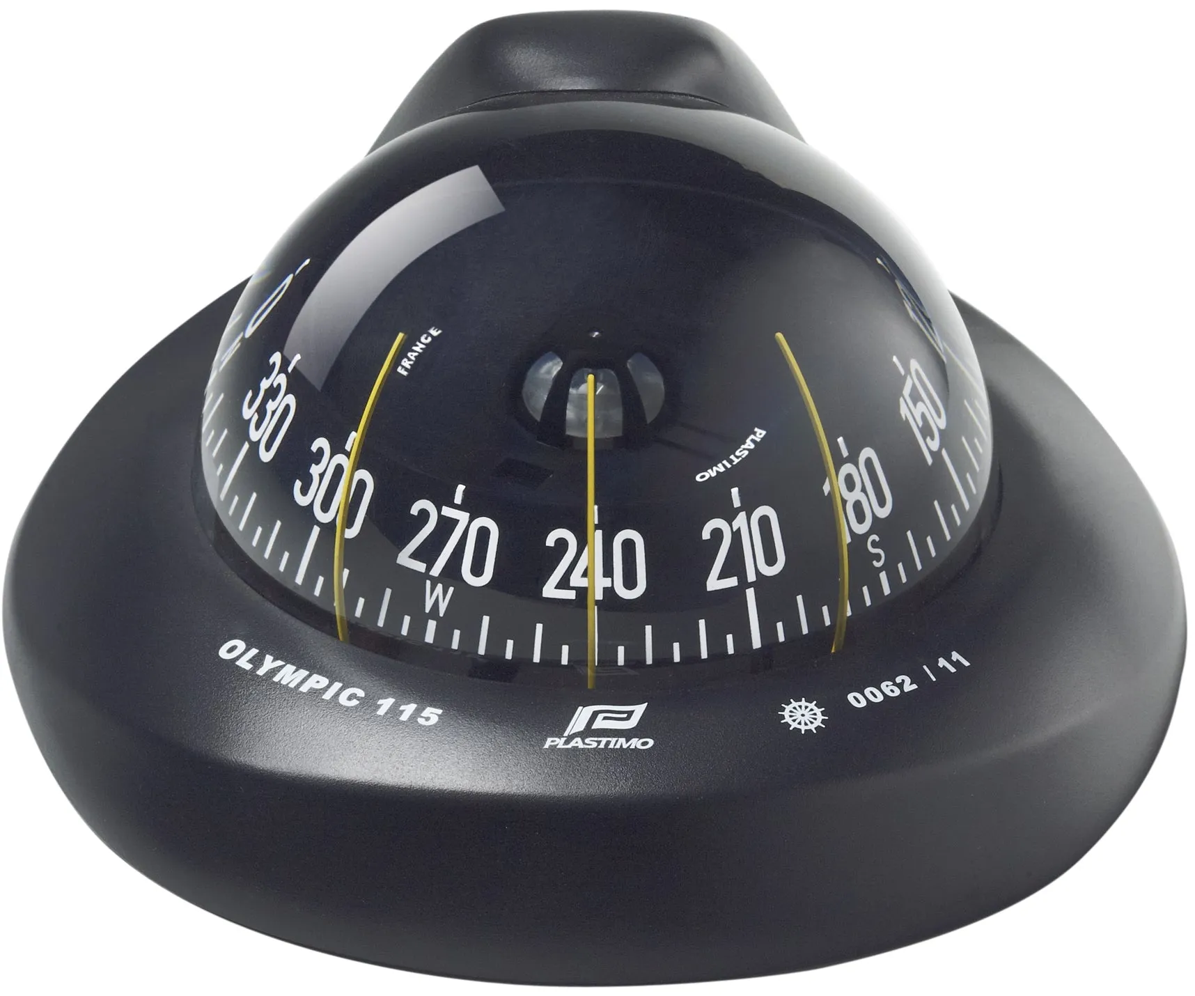 OLYMPIC 115 SAILBOAT COMPASS - FLUSH MOUNT, BLACK WITH BLACK CARD, CONICAL