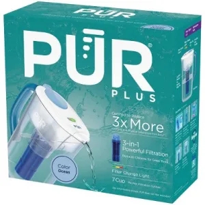 Open Box - PUR PLUS 7 Cup Pitcher with Filter Change Light - Ocean