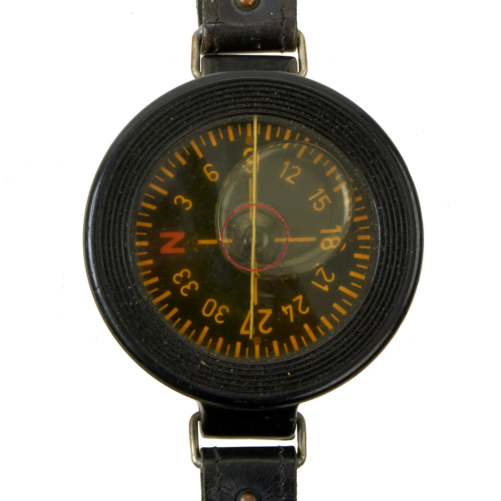 Original German WWII Luftwaffe Aviator Early Model AK 39 Wrist Compass with Armband